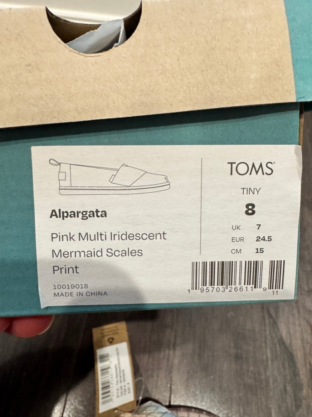 NWT TOMS Toddler Girls 8 Alpargata Pink Blue Mermaid-Scale Slip-On Shoes Sneaker - Picture 6 of 6
